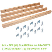  Century X-Series Maple Pilaster Bracket Kit, Bulk Set: (40) Pilaster and (80) Brackets with Screws, 1-1/4'' W x 20-7/8'' H, Standard Height