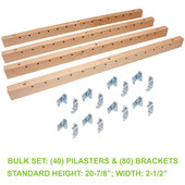  Century X-Series Maple Pilaster Bracket Kit, Bulk Set: (40) Pilaster and (80) Brackets with Screws, 2-1/2'' W x 20-7/8'' H, Standard Height