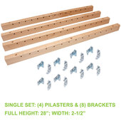  Century X-Series Maple Pilaster Bracket Kit, Single Set: (4) Pilaster and (8) Brackets with Screws, 2-1/2'' W x 28'' H, Full Height