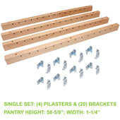  Century X-Series Maple Pilaster Bracket Kit, Single Set: (4) Pilaster and (20) Brackets with Screws, 1-1/4'' W x 58-5/8'' H, Pantry Height
