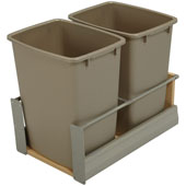  Double Built-In Bottom Mount Pull-Out MX Trash Cans, Steel, Champagne with Champagne Bin, 2 x 36 Qt (2 x 9 Gal) or 2 x 52 Qt (2 x 13 Gal)