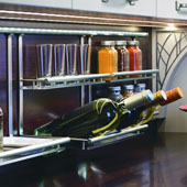 Häfele Propri Wine Bottle & Glass Shelf, Nickel Matte with Stainless Steel Shelves
