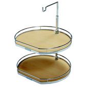  19-3/4'' Diameter ''Twister'' Lazy Susan with 2 D-Shaped Shelves, 25 15/16''- 30 1/4'' H, Chrome/Maple, Different Sizes Available