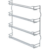  Door Mount Kitchen Spice Rack with 4 Shelves, Chrome or Champagne Finish in 2 Sizes