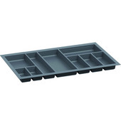  Sky Cutlery Tray, for 21'' Deep Drawer, Slate Gray, Plastic, Trimmable Width: 31-7/8'' - 33-7/16'' (810 - 850 mm)