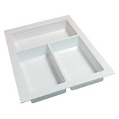  Sky Cutlery Tray, for 21'' Deep Drawer, Textured White, Plastic, Trimmable Width: 10-1/4'' - 11-13/16'' (260 - 300 mm)