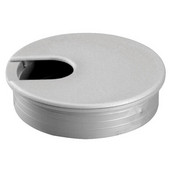  Round Cable Grommet, 2-piece, with 90 Degree Rotating Top, Plastic, Silver, 2-3/8'' Hole