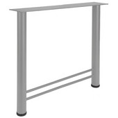  H-Frame Support Side Base w/ Adjustable Feet for Table or Peninsula, 610mm W x 152mm D x 698mm H, 24'' Wide Silver RAL 9006
