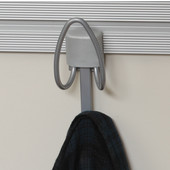  Steel Coat Hook with Rounded Top, Matt Aluminum Finish, Used with Wall Track