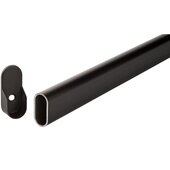  Aluminum Oval Wardrobe Tube with Supports, Black, 23-3/4'' Width x  9/16'' D x 1-3/16'' H, Thickness: 1/20'' (1.3mm) Thick