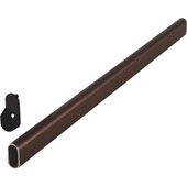  Oval Wardrobe Tube, with Supports, Aluminum, Dark Oil-Rubbed Bronze, 1.3mm thick, 9/16''W x 29-3/4''D x 1-3/16''H