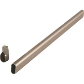  Oval Wardrobe Tube, with Supports, Aluminum, Matt Nickel, 1.3mm thick, 9/16''W x 47-15/16''D x 1-3/16''H