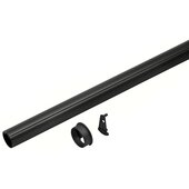  Tag Synergy Elite 17-3/4'' (451mm) Length Round Wardrobe Rail with Supports, Anodized Aluminum, Black Protective Insert on Top, Black