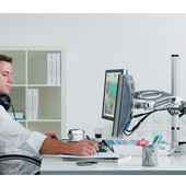  Universal Mounting Post, For Ellipta® Monitor Swivel Arm System, Aluminum, Silver, 5/16'' - 3'' Maximum Desktop Thickness, 10-1/4'' Height