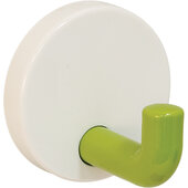  HEWI Collection Modern Wall Mounted Single Coat Hook in White/Green Apple, Polyamide, 1-15/16'' Diameter x 1-3/4'' D
