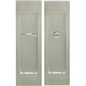  Sliding Door Pocket Door Privacy Lock with Emergency Release in Satin Nickel-Plated, 2-3/8'' W x 7-7/8'' H