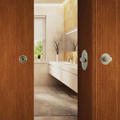  Barn Door Privacy Lock 2-1/4'' Round Backset, ADA Approved T1 Thumb-Turn with Round Trim in Matt Stainless Steel