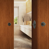  Barn Door Privacy Lock 3-1/2'' Round Backset, ADA Approved T1 Thumb-Turn with Round Trim in Matt Black