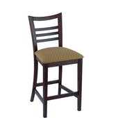 Holland Wood Ladderback Bar Stool with Upholstered Seat, 25in