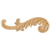  Left Curved Acanthus Appliqu� In Cherry, 10-3/8'' W x 1/4'' D x 3-1/4'' H