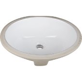  15'' W White Oval Undermount Porcelain Sink Basin, 15'' W x 12'' D x 6-1/8'' H