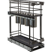  8'' STORAGE with STYLE Metal ''No Wiggle'' Soft-close Utensil Base Pullout In Black Nickel, 8-1/2'' W x 20-1/4'' D x 24'' H