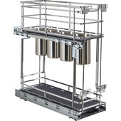  8'' STORAGE with STYLE Metal ''No Wiggle'' Soft-close Utensil Base Pullout In Polished Chrome, 8-1/2'' W x 20-1/4'' D x 24'' H