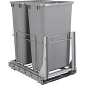  Wire Double 50qt Trash Can Pullout with Soft-close Slides In Polished Chrome, 14-5/8'' W x 21-13/16'' D x 24-13/16'' H