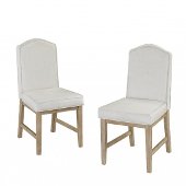  Classic Dining Set of Upholstered Chairs in White Wash, 18'' W x 22-3/4'' D x 37-1/4'' H, Set of 2