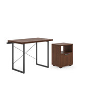  Merge Brown Office Desk, 42'' W x 25'' D x 30'' H, and File Storage Cabinet, 2-Piece Set