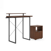  Merge Brown Standing Desk with Monitor Stand, 42'' W x 25'' D x 34-3/4'' H, and File Storage Cabinet, 2-Piece Set