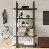  Merge Brown Bookcase with 5 Open Shelves, 36'' W x 15'' D x 69'' H