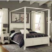  Naples White Queen Canopy Bed and Night Stand