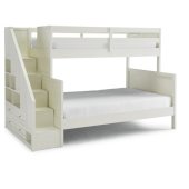 Home Styles Naples Collection Twin Over Full Bunk Bed with Steps in Off White, 94-1/2'' W x 57'' D x 64-3/4'' H