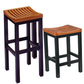  29'' Wood Bar Stool with Square Oak Seat and Black Base
