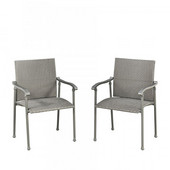  Umbria Pair of Arm Chairs with Two-Tone Grey Synethetic Weave Seat in Grey Finish