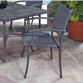  Stone Veneer Synthetic Weave Moisture and Weather-Resistant Arm Chair, Set of Two in Black