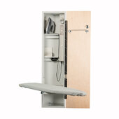 Iron-A-Way UD-42 Universal Design Ironing Center with Wood Door Options, Cool Grey Interior, Unfinished Exterior, 15'' W x 7-3/4'' D x 60-5/8'' H