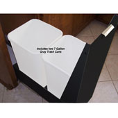  15'' Trash or Recycling Cabinet with Double 30 Qt. (7.5 Gal.) Trash Cans, Black Panel & Base, Min. Cabinet Opening: 15'' Wide