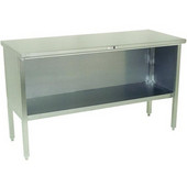  EBOS6 Series 16-Gauge Stainless Steel 120'' W x 24'' D Enclosed Base Flat Top Work Table with Open Front
