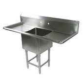  Pro Bowl NSF Compartment Single Bowl Sink 30'' W x 24'' D x 14'' Bowl Depth with 30'' Left and Right Drainboards, 16-Gauge Stainless Steel