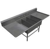 Pro Bowl NSF Platter Three Bowl Sink (3) 14'' W x 31'' D x 12'' Bowl Depth with 30'' Left and Right Drainboards, 16-Gauge Stainless Steel