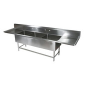  Pro Bowl NSF Compartment Three Bowl Sink (3) 20'' W x 28'' D x 14'' Bowl Depth with 20'' Left and Right Drainboards, 14-Gauge Stainless Steel