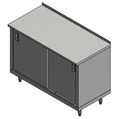  14-Gauge Commerical Modular Base Stainless Steel Work Table with 1-1/2'' Riser, 96'' W x 24'' D, Sliding Doors