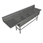  Pro Bowl NSF Compartment Four Bowl Sink (4) 24'' W x 24'' D x 12'' Bowl Depth with 30'' Left Drainboard, 14-Gauge Stainless Steel