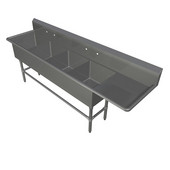  Pro Bowl NSF Compartment Four Bowl Sink (4) 16'' W x 18'' D x 14'' Bowl Depth with 18'' Right Drainboard, 16-Gauge Stainless Steel