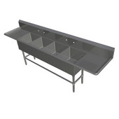  Pro Bowl NSF Compartment Four Bowl Sink (4) 16'' W x 20'' D x 12'' Bowl Depth with 18'' Left and Right Drainboards, 16-Gauge Stainless Steel