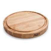 Northern Hard Rock Maple, Edge Grain Cutting Board, 15'' Diameter x 1-3/4'' Thick, Juice Groove (One Side), Reversible w/ Recessed Finger Grips, Boos Block Cream Finish w/ Beeswax