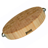  Gift Collection Non-Reversible Chopping Block 18'' Diameter x 3'' Thick, with Stainless Steel Accent Handles, Maple End Grain