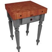  Cucina Rustica Kitchen Island with 4'' Thick Cherry End Grain Top, Slate Gray, 30'' W, 1 Drawer